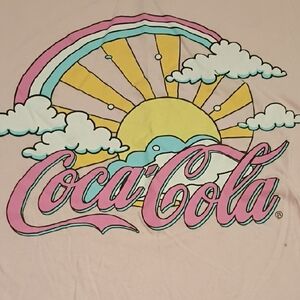 Coca-Cola Tee Crop Top with Pink and Yellow Graphic